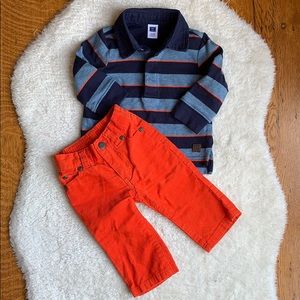 Baby boy fall outfit polo with matching pants